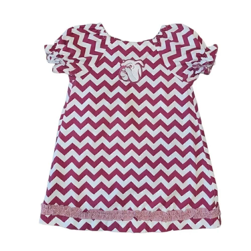 Girl's Mississippi State Football Bulldog Bully Mascot Dress Maroon White 2